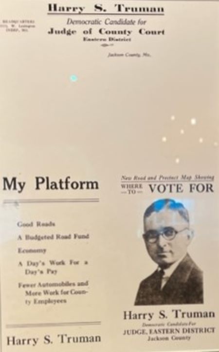 第三街社交餐厅内展出的哈里·杜鲁门竞选传单。