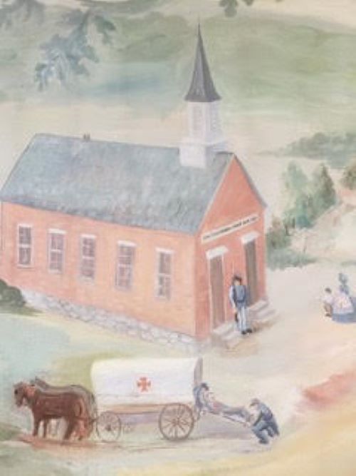 中央联合卫理公会教堂(Central United Methodist Church)的一幅壁画，描绘了1864年韦斯特波特战役后，一座现在的早期教堂建筑是如何被用来关押和治疗邦联士兵的。